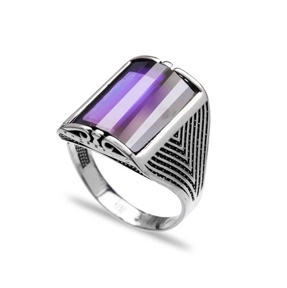 Amethyst Authentic Men Ring Wholesale Handmade 925 Sterling Silver